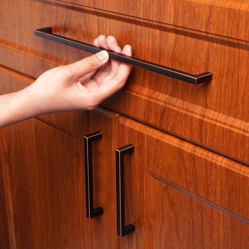 KOOFIZO Solid Square Bar Cabinet Handle - Oil Rubbed Bronze Furniture Pull, 12.6 Inch/320mm Screwhole Distance, 1-Piece for Kitchen Cupboard Door, Bedroom Dresser Drawer, Bathroom Wardrobe Hardware - Image 3